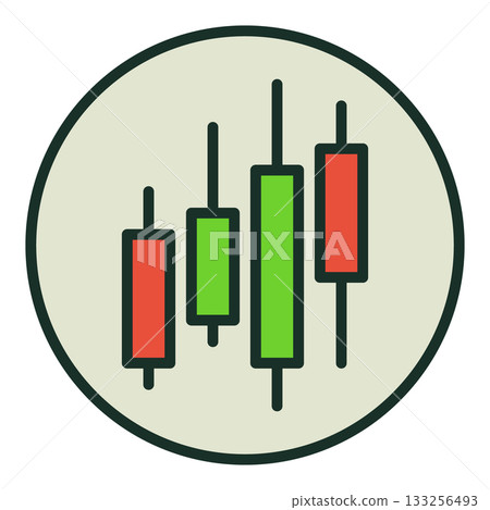 Circle with Financial Graph vector colored icon or symbol 133256493