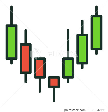 Financial Candlestick Chart vector colored icon or symbol 133256496