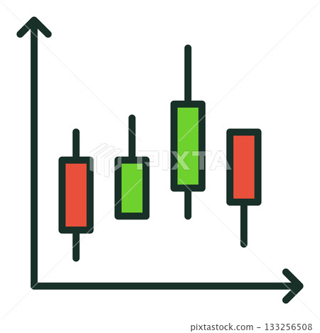 Red and Green Stock Chart vector colored icon for traders or design element 133256508