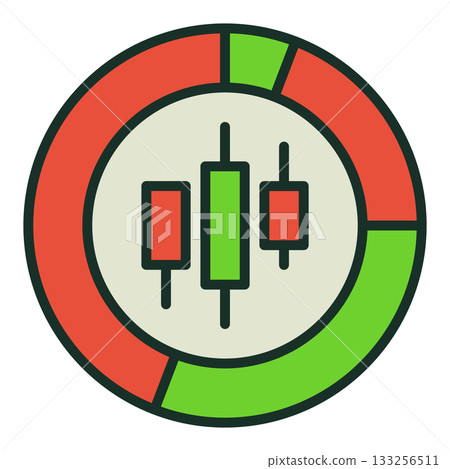 Stock Chart vector Piechart colored icon or design element 133256511