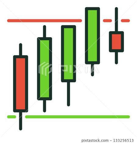 Stock Market Candlestick Chart vector Candle Graph in Range colored icon or sign Stock Market Candlestick Chart vector Candle Graph in Range colored icon or sign 133256513