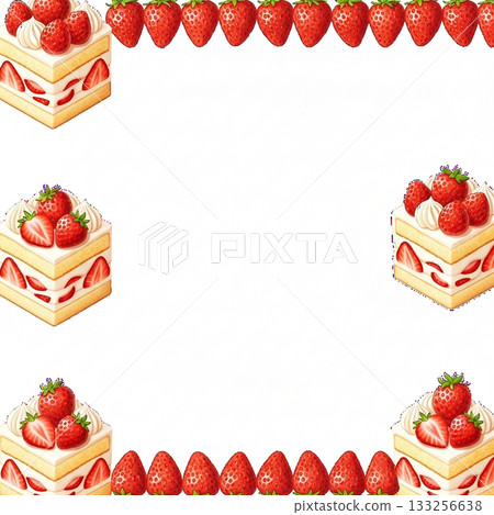 草莓和酥餅留言卡框 133256638