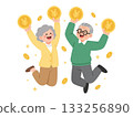 Happy investing! A successful image of an elderly couple 133256890