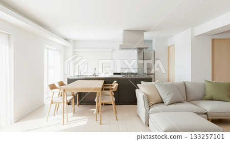 Stylish island kitchen and living room - Housing materials 133257101