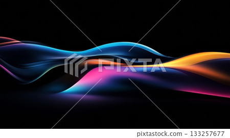 Abstract colorful light waves on a dark background, digital art concept 133257677