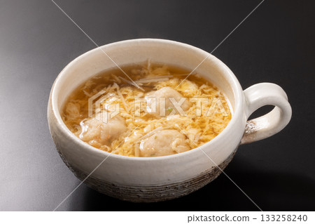 Chicken meatballs and egg soup 133258240