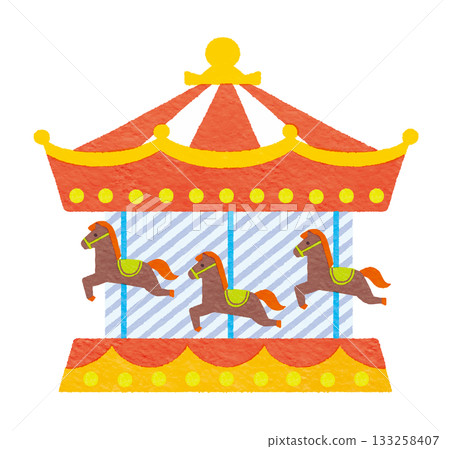 色彩繽紛、趣味十足的旋轉木馬插圖 133258407