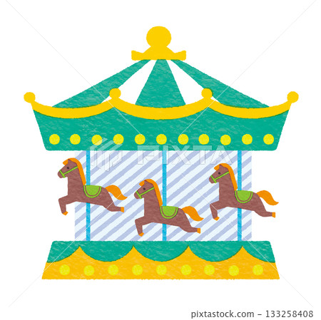 色彩繽紛、趣味十足的旋轉木馬插圖 色彩繽紛、趣味十足的旋轉木馬插圖 133258408