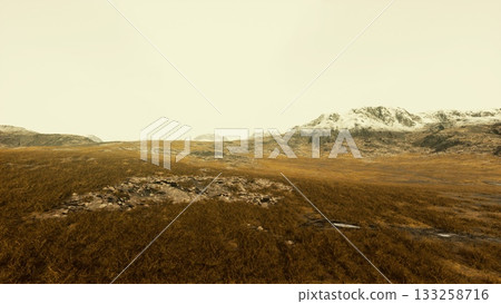 Panoramic view on mountains covered with snow Panoramic view on mountains covered with snow 133258716