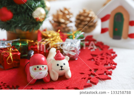 Santa Claus and Bear Figurine Christmas 133258788