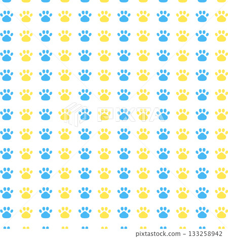Blue and yellow paw background material 133258942