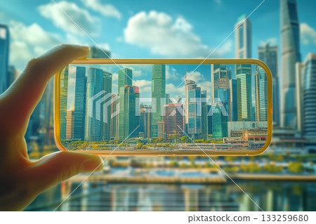 Capturing Urban Landscape Through Smartphone Screen in Modern City Setting Capturing Urban Landscape Through Smartphone Screen in Modern City Setting 133259680