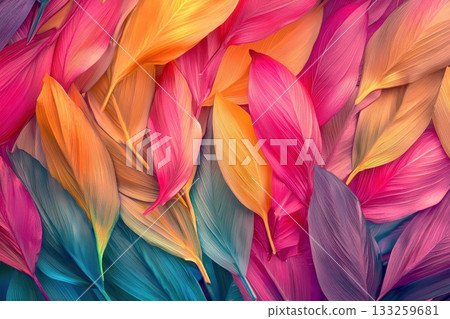 Vibrant Colorful Leaves in Shades of Pink, Orange, Yellow, and Blue for Nature Inspired Designs Vibrant Colorful Leaves in Shades of Pink, Orange, Yellow, and Blue for Nature Inspired Designs 133259681