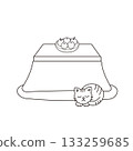 Illustration of a cat dozing off in a kotatsu 133259685