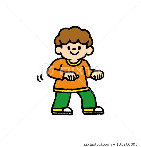 Children's dance down pose hand-drawn illustration 133260005