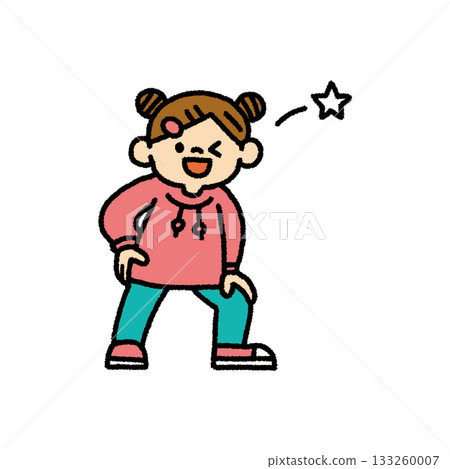 Children dancing pose wink hand drawn illustration 133260007