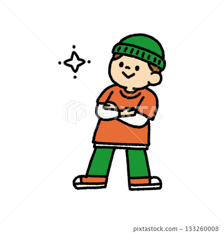 Children's dance pose arms crossed hand drawn illustration 133260008