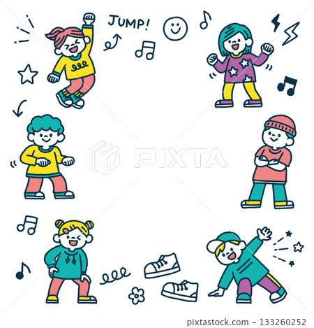 兒童舞蹈手繪背景插圖文字空間設計素材 兒童舞蹈手繪背景插圖文字空間設計素材 133260252