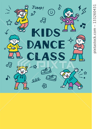兒童舞蹈課手繪背景插圖(適用於傳單) 兒童舞蹈課手繪背景插圖(適用於傳單) 133260431