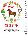 2026 Year of the Horse New Year's Card Template 133260533