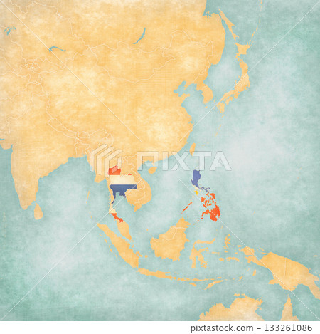 Map of East Asia - Thailand and Philippines 133261086