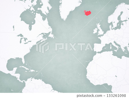 Map of North Atlantic Ocean - Iceland 133261098