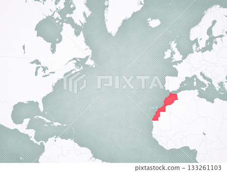 Map of North Atlantic Ocean - Morocco 133261103
