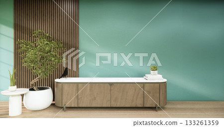 The Cabinet wooden design on mint room interior modern style.3D rendering 133261359