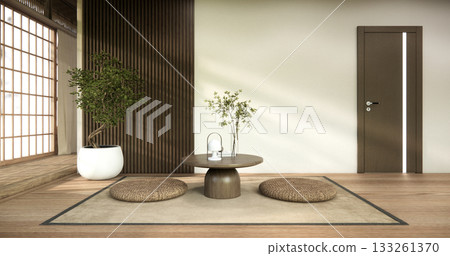 low table in room Japanese style with decoration muji minimal. 3D rendering low table in room Japanese style with decoration muji minimal. 3D rendering 133261370