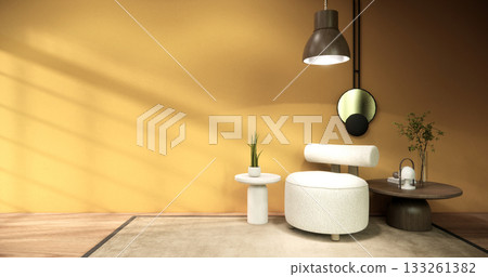 living rooom japanese on Modern room interior wabisabi style.3D rendering living rooom japanese on Modern room interior wabisabi style.3D rendering 133261382