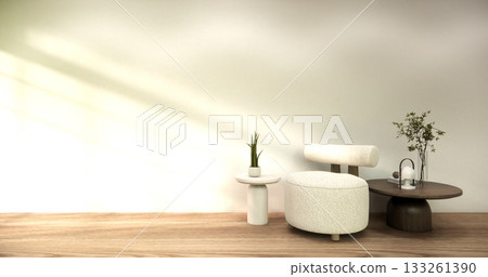 living rooom japanese on Modern room interior wabisabi style.3D rendering 133261390