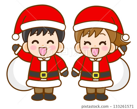 Illustration material 2 of elementary school students dressed as Santa Claus Illustration material 2 of elementary school students dressed as Santa Claus 133261571