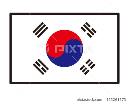 Simple South Korean flag icon illustration material Simple South Korean flag icon illustration material 133261573