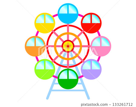 簡單的遊樂園摩天輪插畫素材 簡單的遊樂園摩天輪插畫素材 133261712