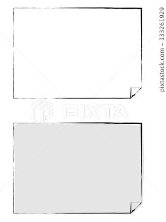 Rough line drawing paper, handwritten memo paper and curled corner frame background set 133261929