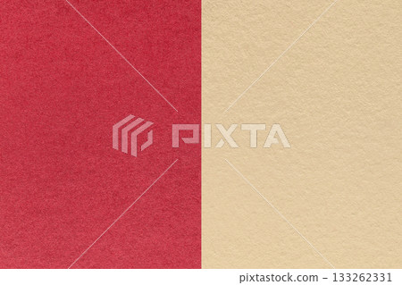 Texture red, beige paper background, half two colors. Geometric template for banner, presentation with copy space 133262331