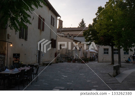 Bagno Vignoni hot springs a popular tourist destination in Tuscany 133262380