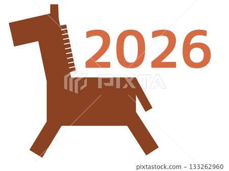 Simple New Year's card material for 2026 (Year of the Horse) 133262960