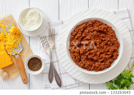 slow cooked spicy beef ragu, cincinnati chili 133263045