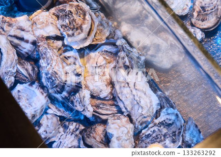 Premium seafood arrangement with reflective urban evening illumination Premium seafood arrangement with reflective urban evening illumination 133263292