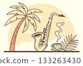 Coffee break under the palm trees with calm lounge music 133263430
