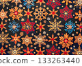 Bright colored Christmas New Year Winter Snowflakes 133263440