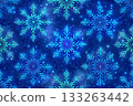 Fairy light of festive Blue Christmas New Year Winter Snowflakes 133263442