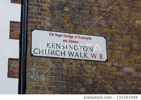 Kensington Church Walk W8 Street Sign on Brick Wall 133263498