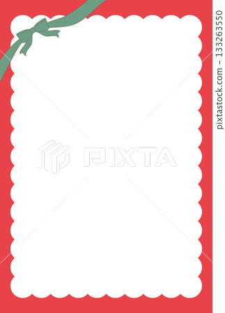 綠色絲帶和紅白相間的毛絨聖誕相框，明信片尺寸 133263550