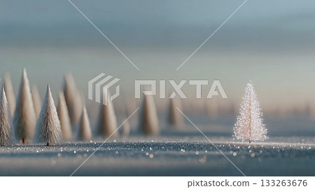 寂靜的雪地和閃亮的聖誕樹 寂靜的雪地和閃亮的聖誕樹 133263676