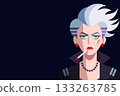 Feminism.Cool woman vamp with cigarette on black 133263785
