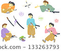 A young samurai with a sword: a symbol of Japanese culture for inbound tourists 133263793