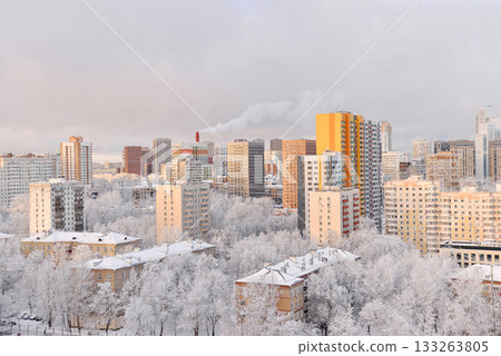 Moscow, Russia, residential sleeping district in winter 133263805