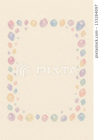 礦物系列：一個可愛的相框，周圍環繞著寶石般的小礦物 133264097